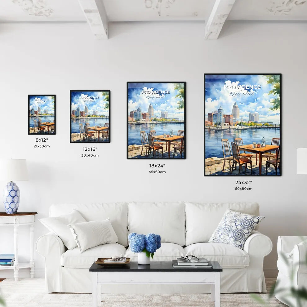 Providence, Rhode Island, A Poster of a watercolor of a city by a lake Default Title