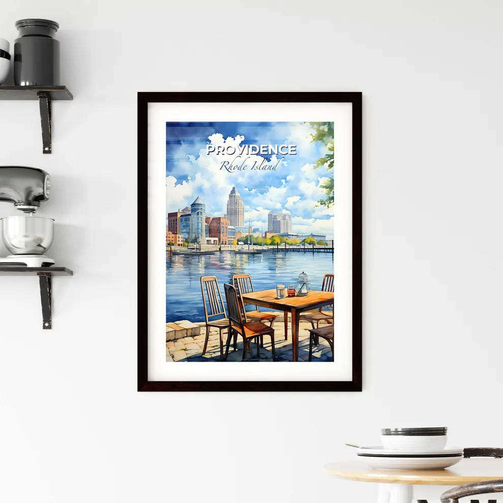 Providence, Rhode Island, A Poster of a watercolor of a city by a lake Default Title