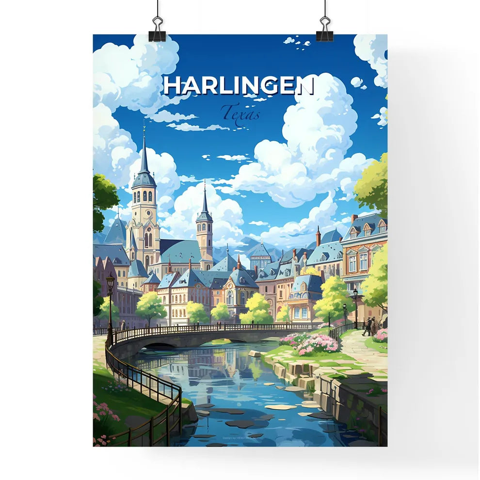 Harlingen, Texas, A Poster of a bridge over a river with a bridge and a castle Default Title