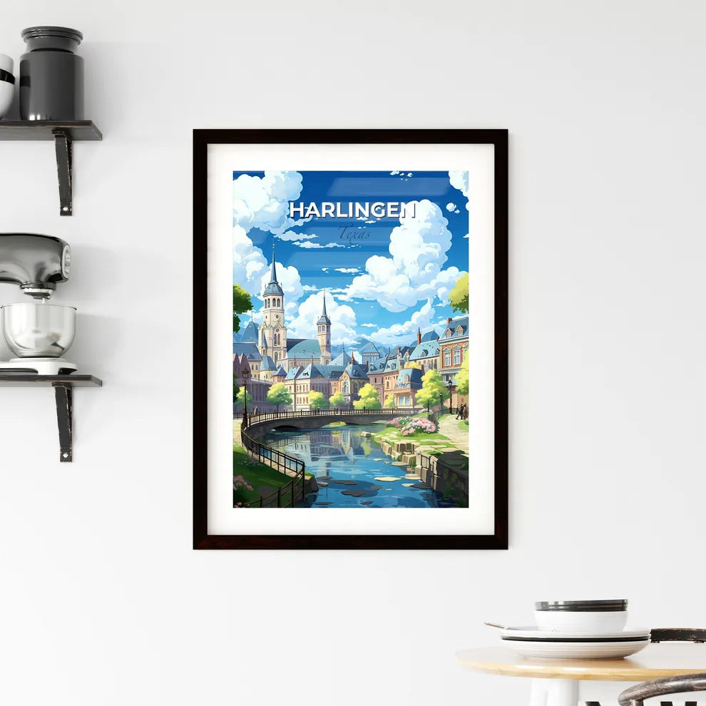 Harlingen, Texas, A Poster of a bridge over a river with a bridge and a castle Default Title