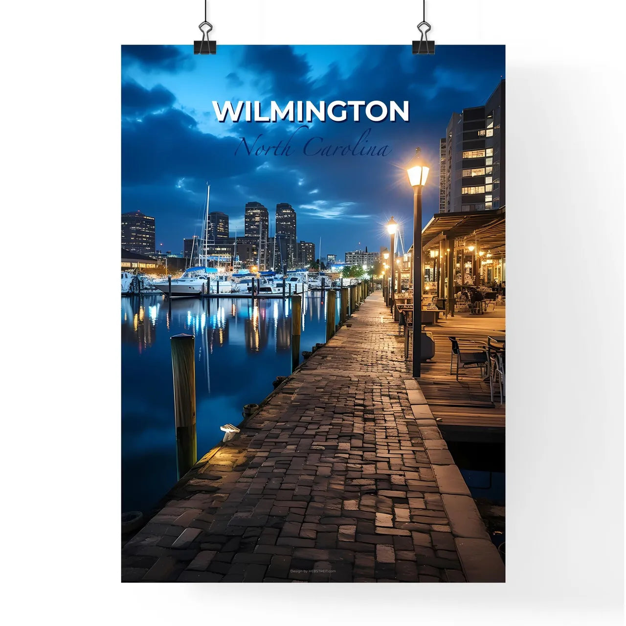 Wilmington, North Carolina, A Poster of a dock with a city skyline in the background Default Title