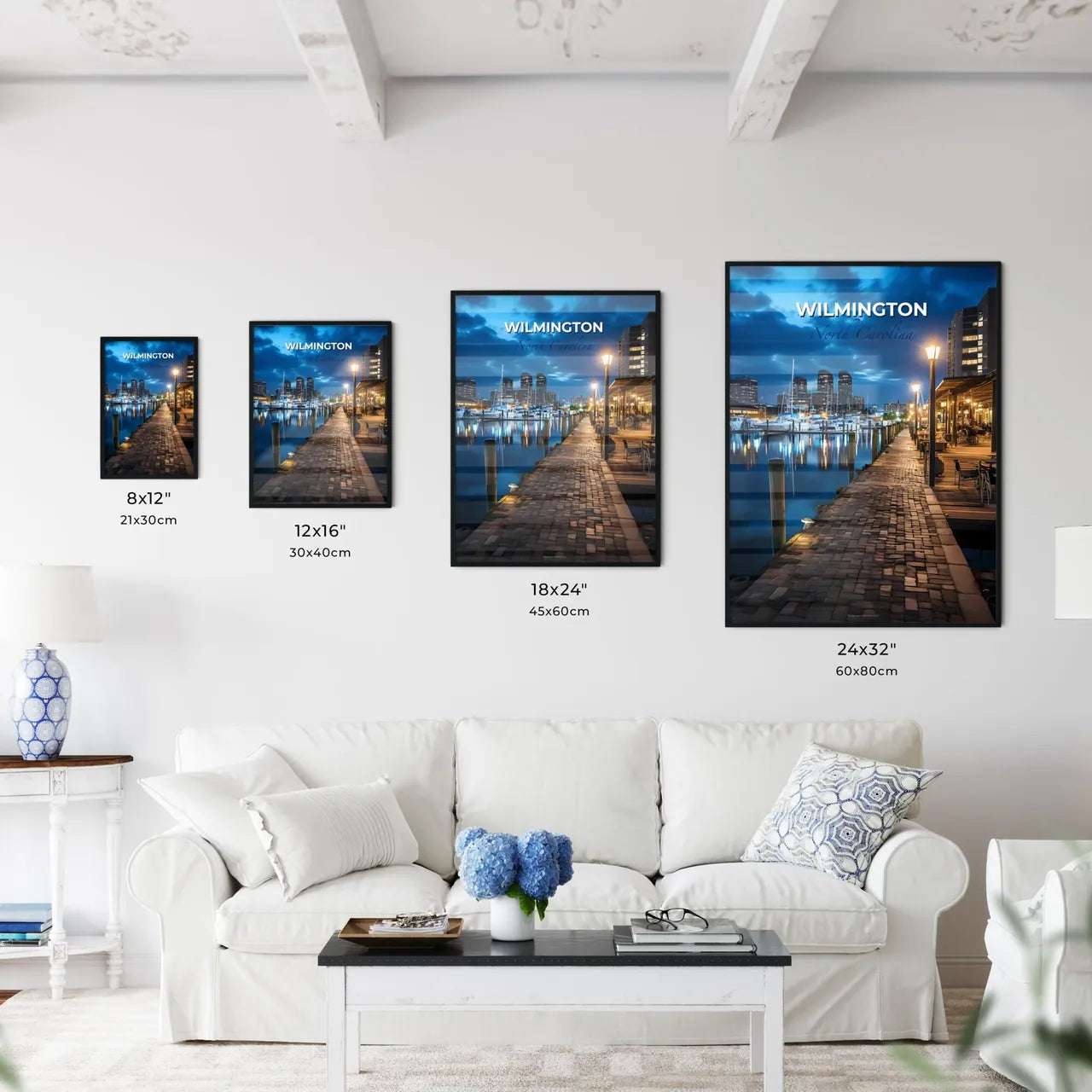 Wilmington, North Carolina, A Poster of a dock with a city skyline in the background Default Title