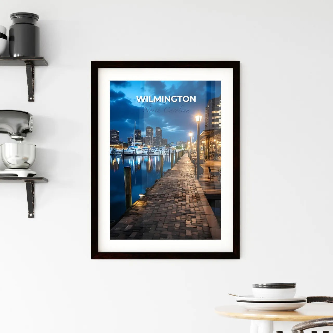 Wilmington, North Carolina, A Poster of a dock with a city skyline in the background Default Title