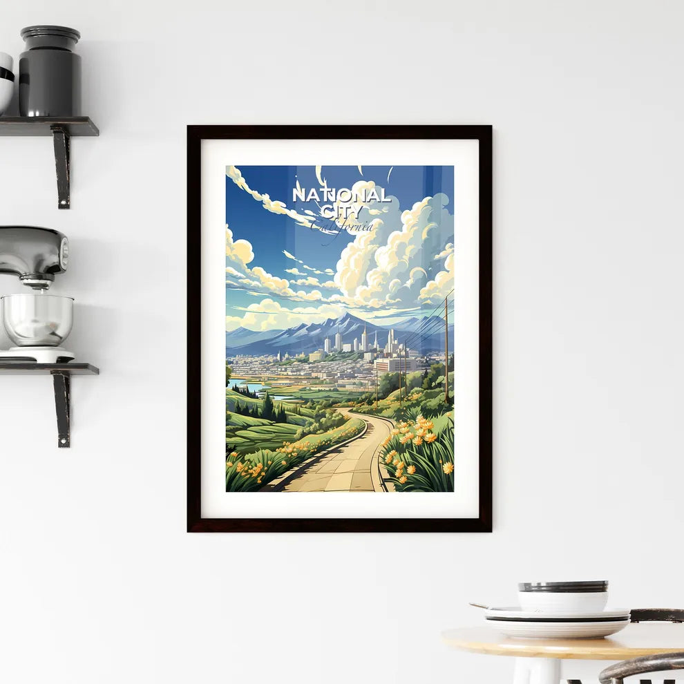 National City, California, A Poster of a landscape with a road and mountains and a city Default Title