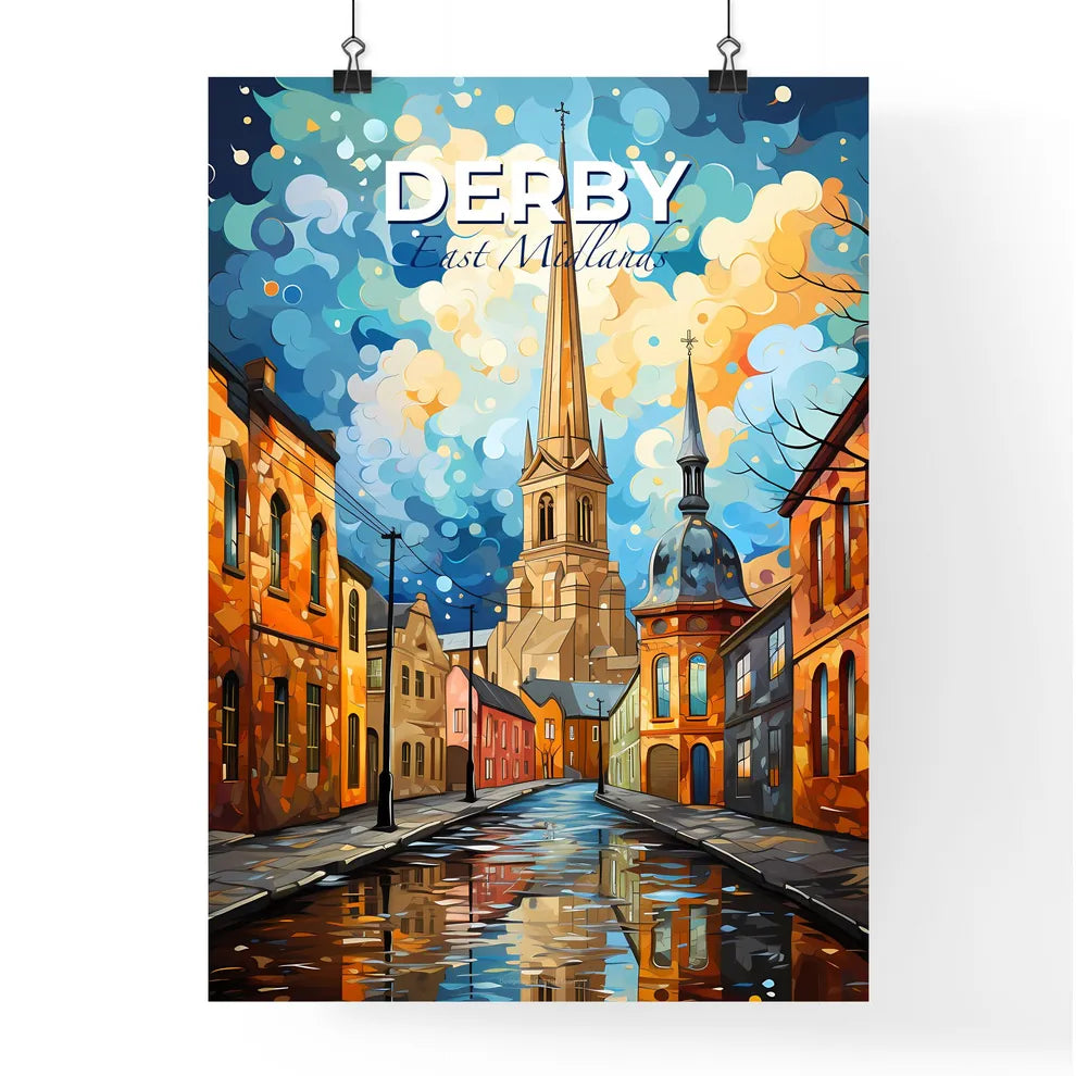Derby, East Midlands, A Poster of a water way with a church in the background Default Title