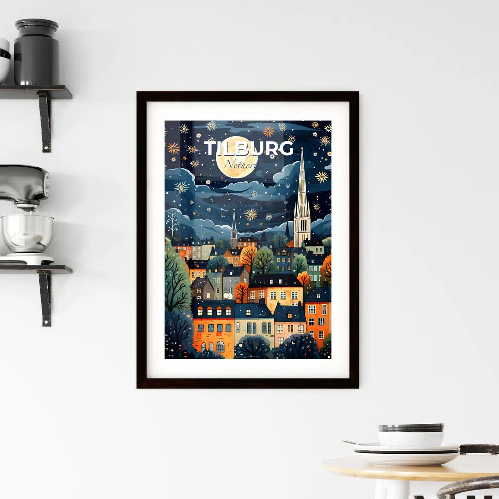 Tilburg, Netherlands, A Poster of a painting of a city at night Default Title