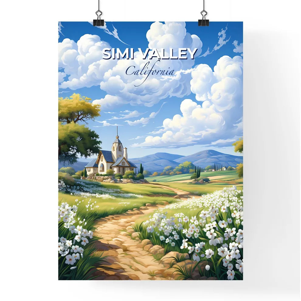 Simi Valley, California, A Poster of a landscape with a house and flowers Default Title