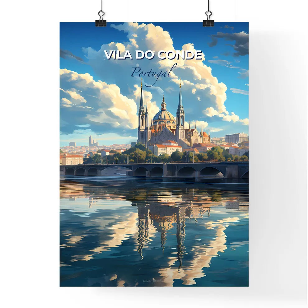 Vila Do Conde, Portugal, A Poster of a bridge over water with a city in the background Default Title