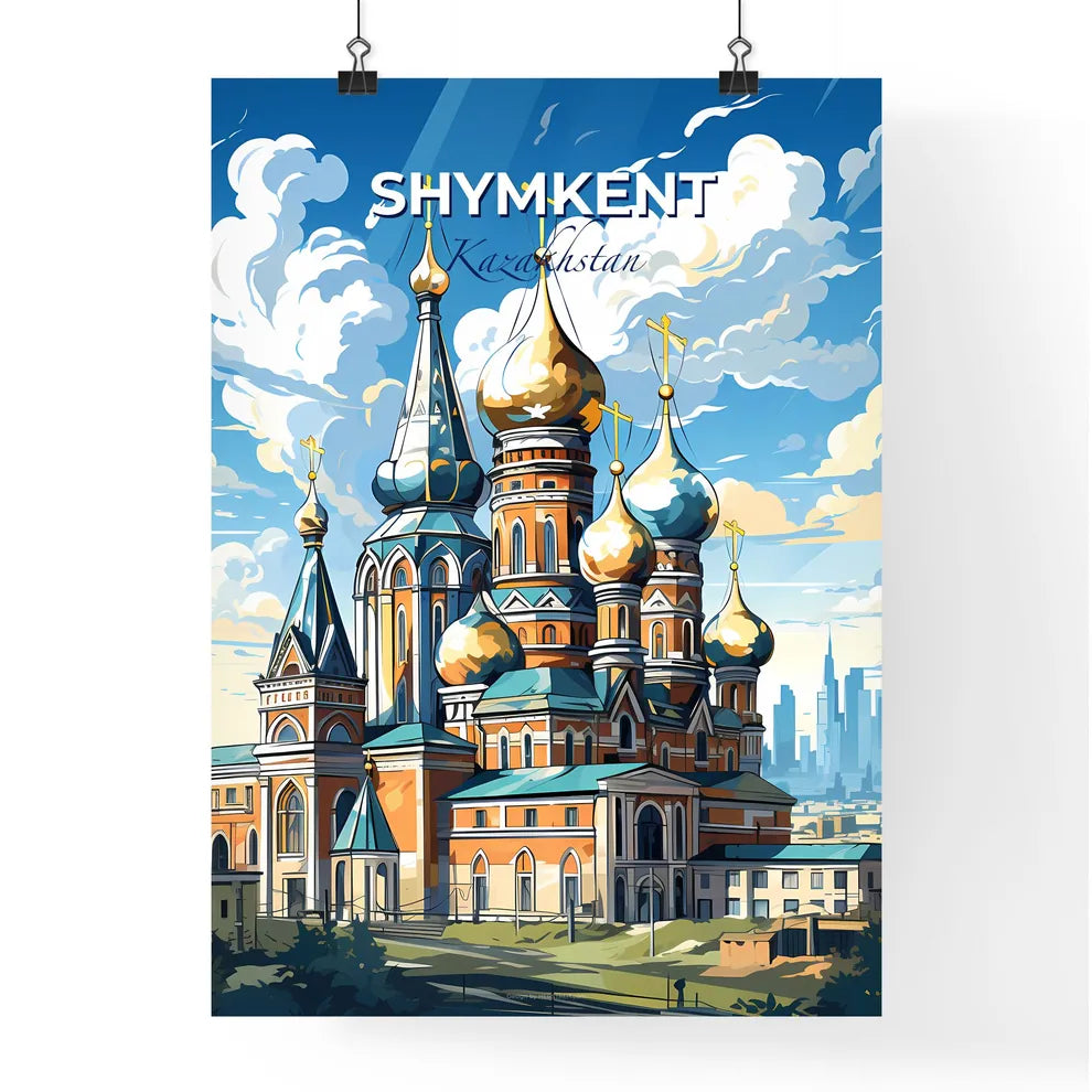 Shymkent, Kazakhstan, A Poster of a building with gold domes and crosses Default Title