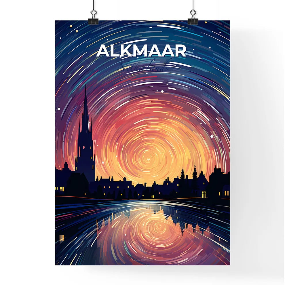 Alkmaar, Netherlands, A Poster of a colorful swirly swirls in the sky over Radio City Music Hall Default Title