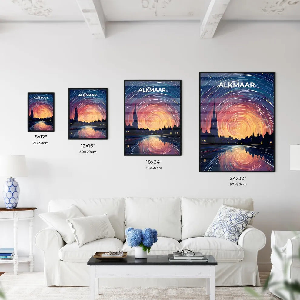 Alkmaar, Netherlands, A Poster of a colorful swirly swirls in the sky over Radio City Music Hall Default Title