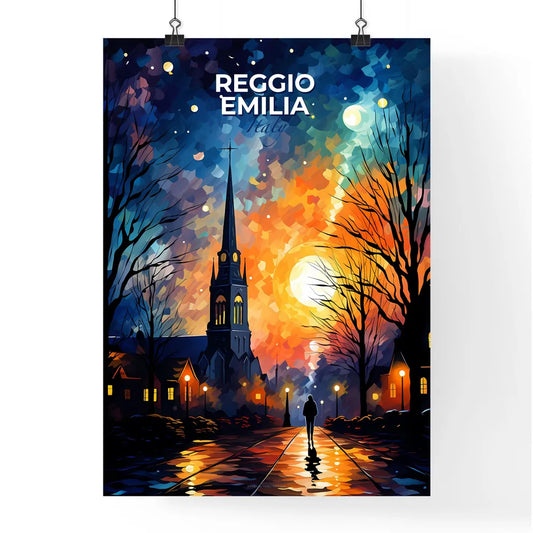 Reggio Emilia, Italy, A Poster of a painting of a church and a building Default Title