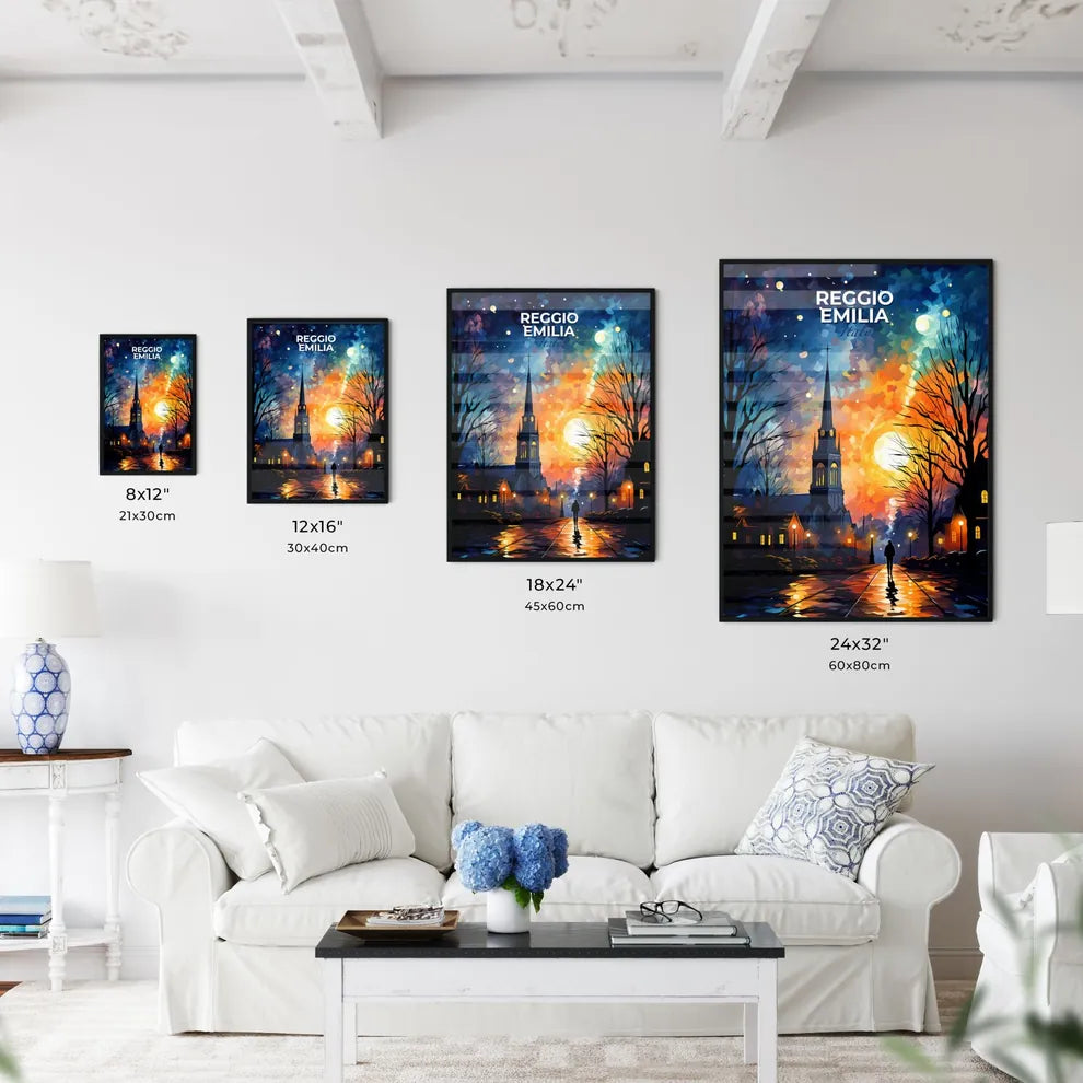 Reggio Emilia, Italy, A Poster of a painting of a church and a building Default Title