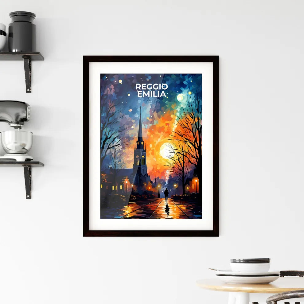 Reggio Emilia, Italy, A Poster of a painting of a church and a building Default Title
