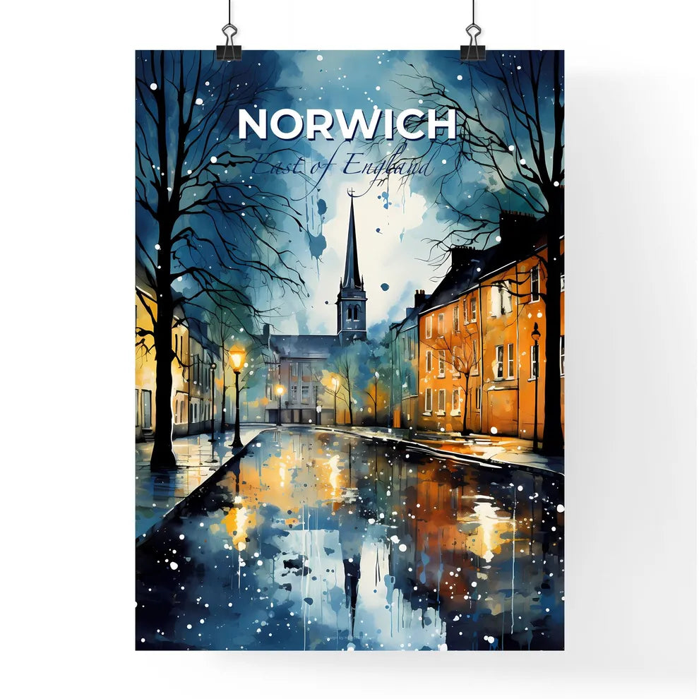 Norwich, East of England, A Poster of a street with buildings and a church in the background Default Title