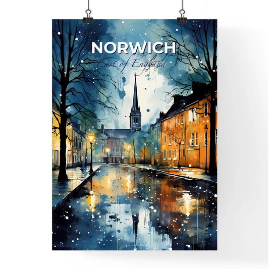 Norwich, East of England, A Poster of a street with buildings and a church in the background Default Title