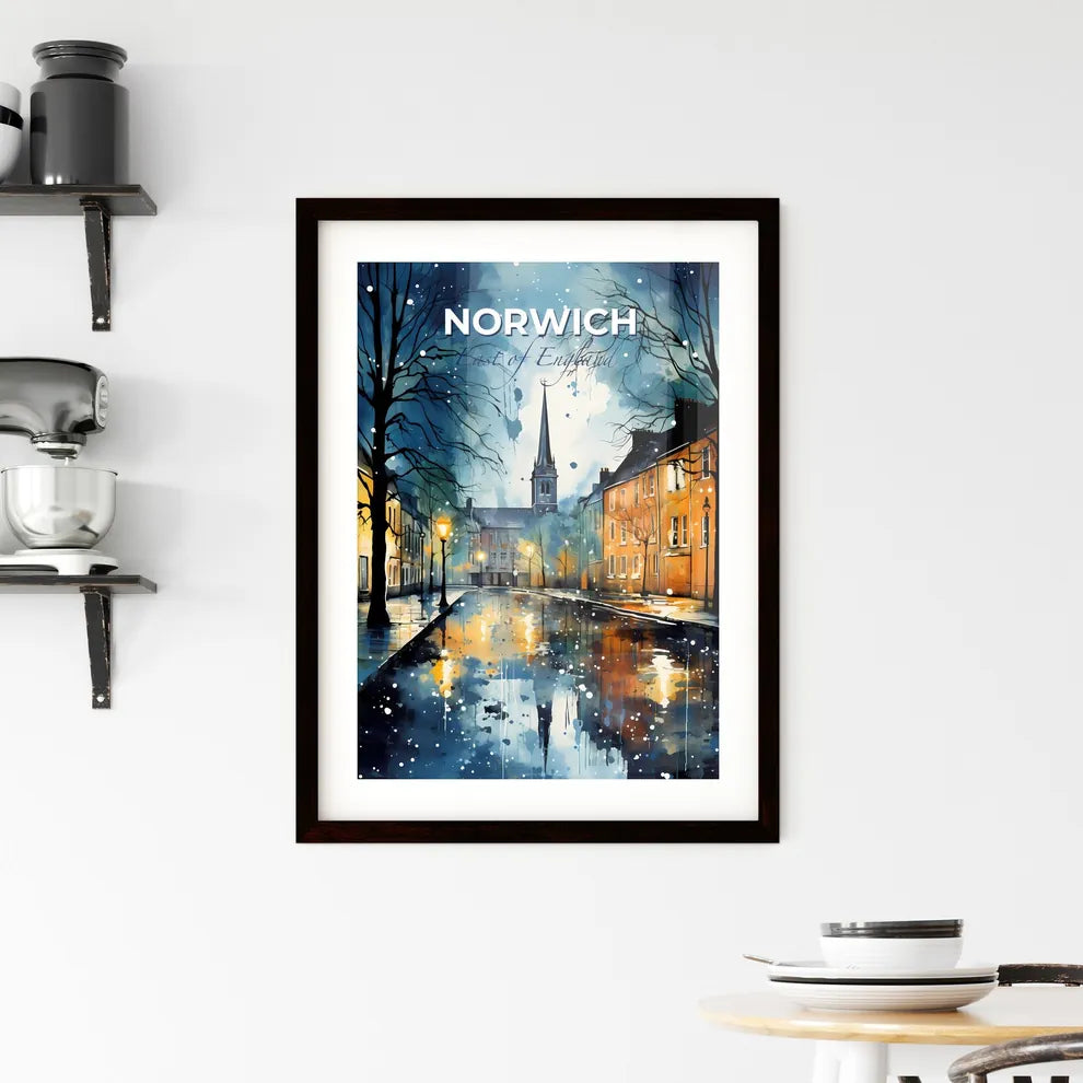 Norwich, East of England, A Poster of a street with buildings and a church in the background Default Title