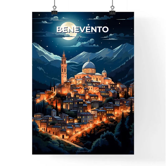 Benevento, Italy, A Poster of a city lit up at night Default Title