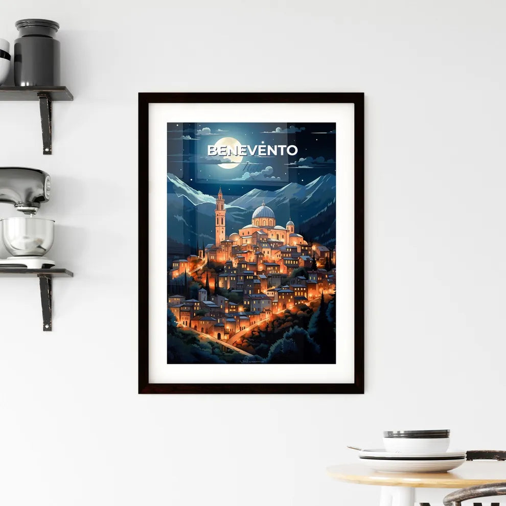 Benevento, Italy, A Poster of a city lit up at night Default Title