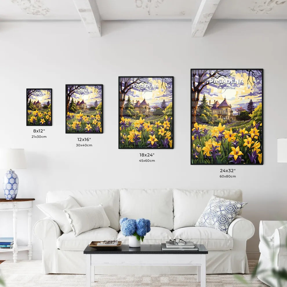 Pasadena, California, A Poster of a painting of a house with yellow flowers Default Title