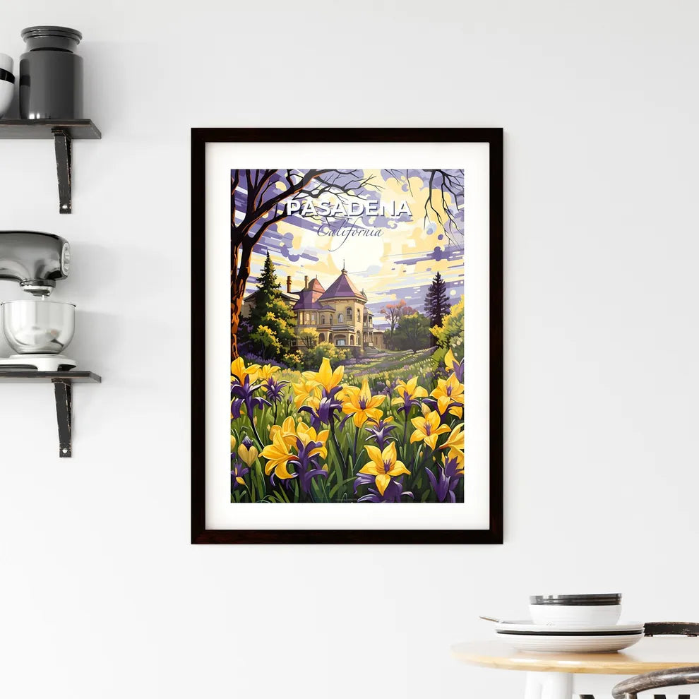 Pasadena, California, A Poster of a painting of a house with yellow flowers Default Title