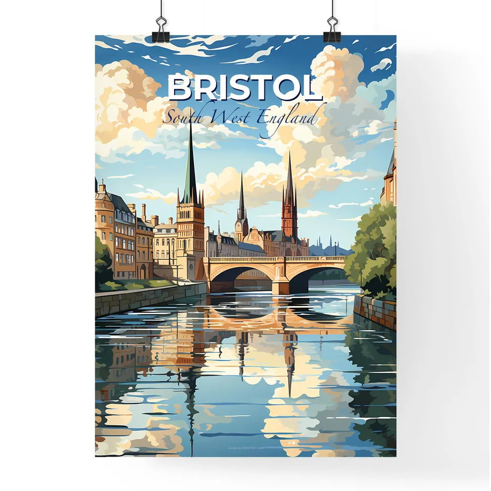 Bristol, South West England, A Poster of a bridge over a river with buildings and trees Default Title