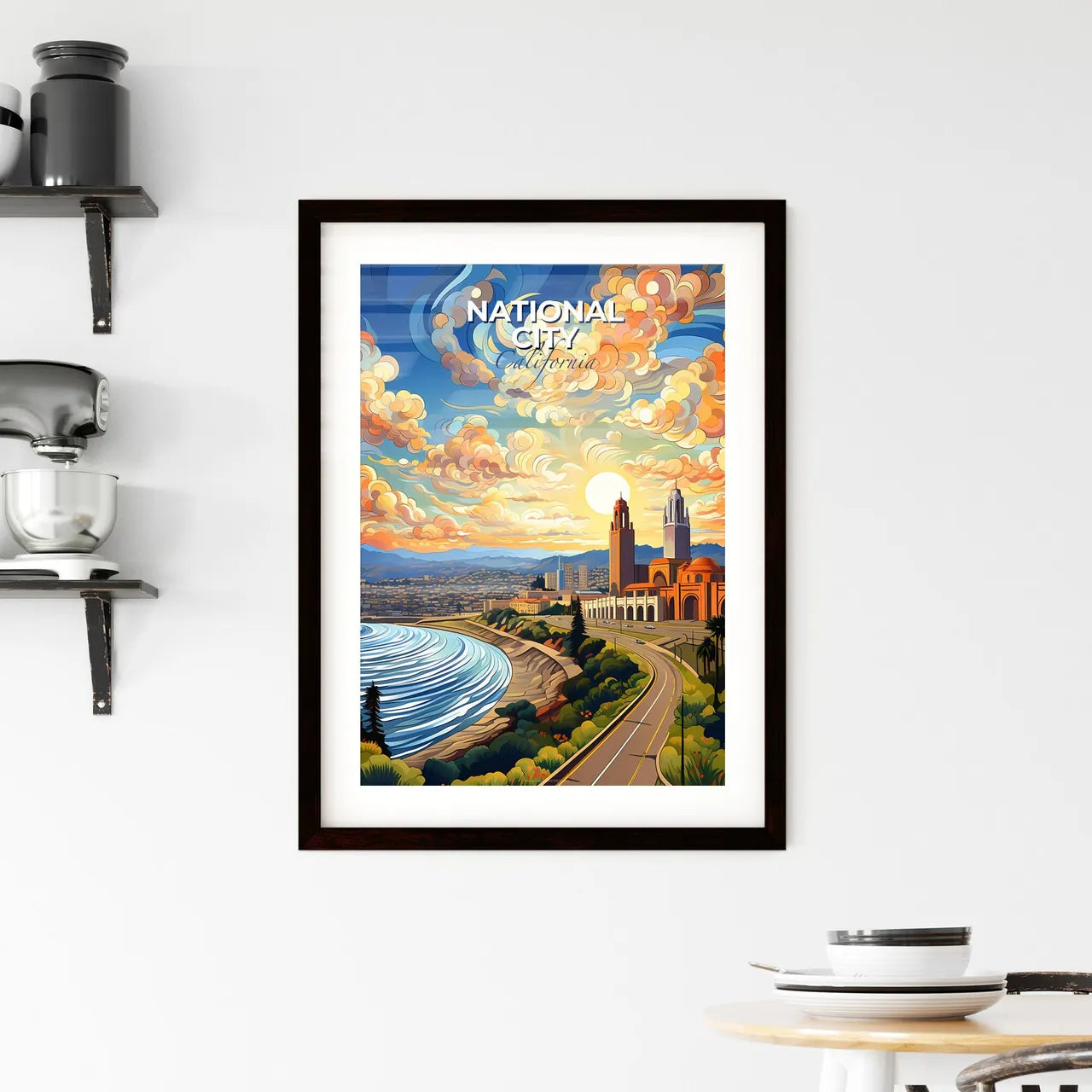 National City, California, A Poster of a city with a road and water Default Title