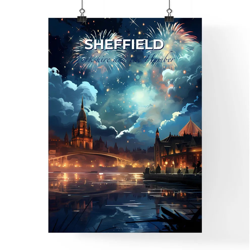 Sheffield, Yorkshire and the Humber, A Poster of fireworks over a city Default Title