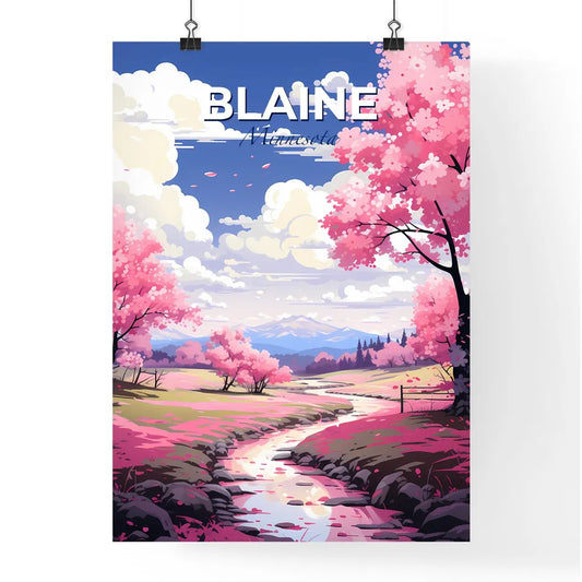 Blaine, Minnesota, A Poster of a stream running through a field with pink trees Default Title