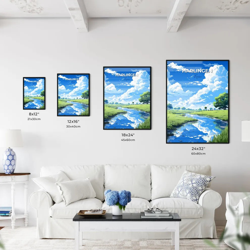 Harlingen, Texas, A Poster of a stream running through a grassy field Default Title