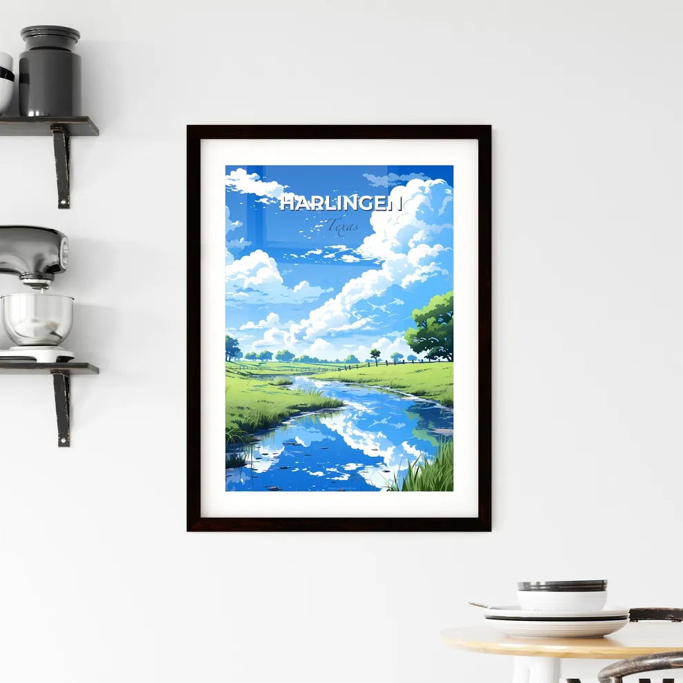 Harlingen, Texas, A Poster of a stream running through a grassy field Default Title