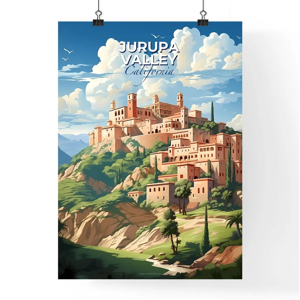 Jurupa Valley, California, A Poster of a cartoon of a castle on a hill Default Title