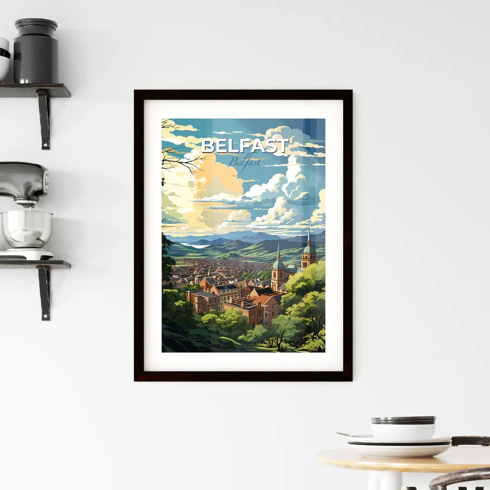 Belfast, Belfast, A Poster of a landscape of a city with trees and mountains Default Title