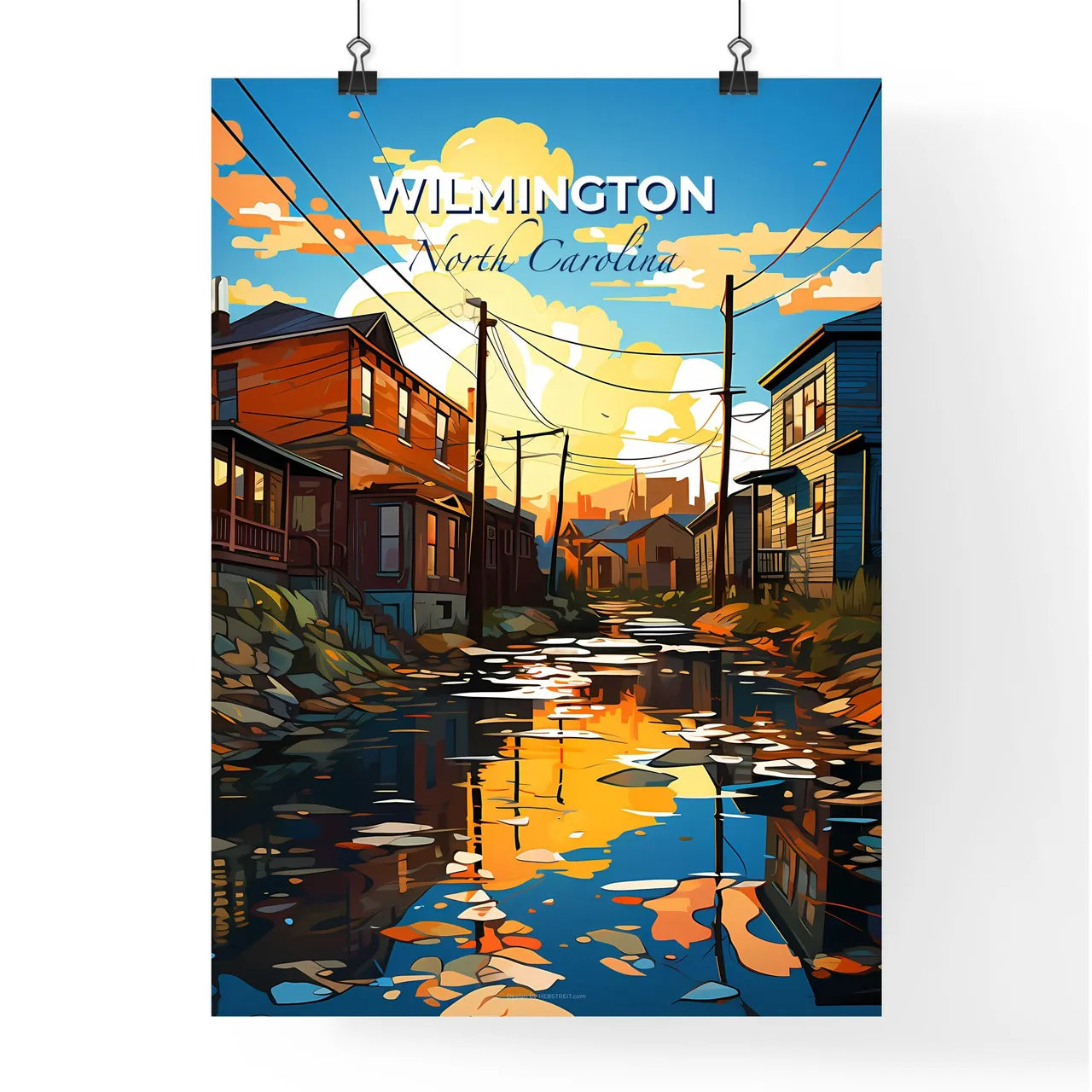 Wilmington, North Carolina, A Poster of a river with houses and power lines Default Title