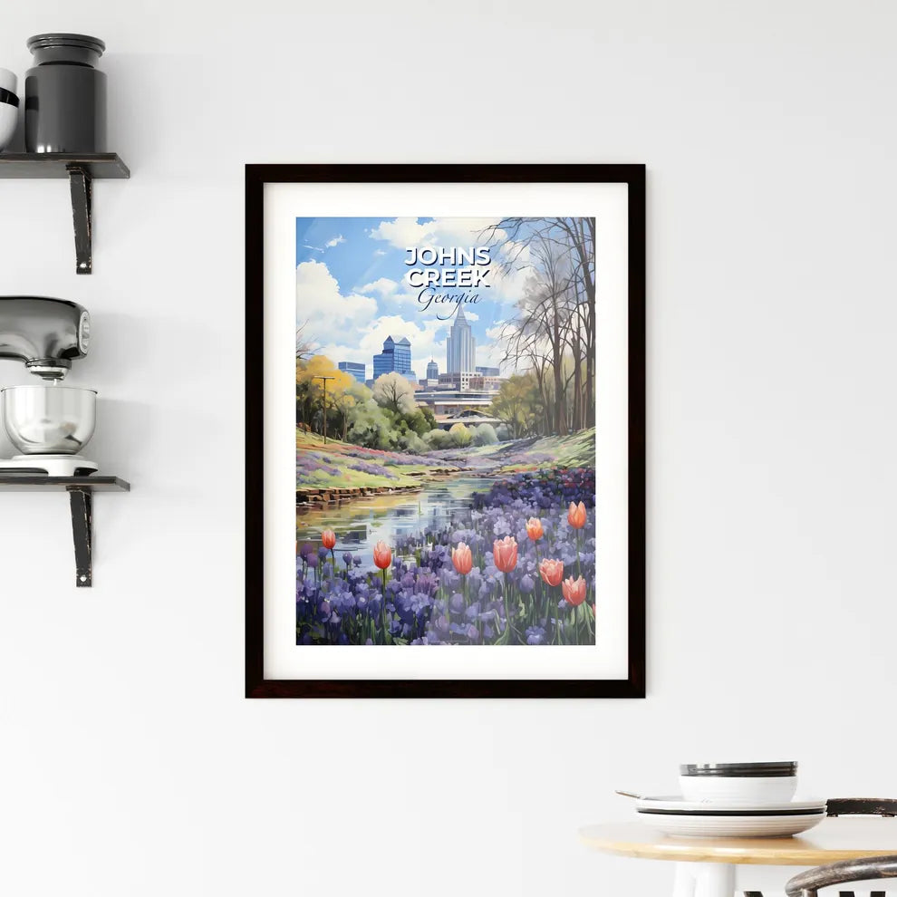 Johns Creek, Georgia, A Poster of a river running through a park with flowers Default Title