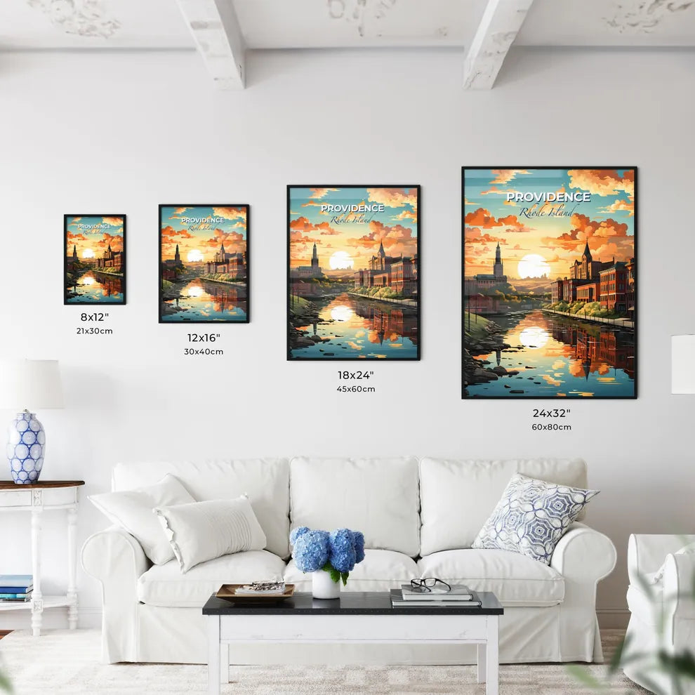 Providence, Rhode Island, A Poster of a river with a city and a sunset Default Title