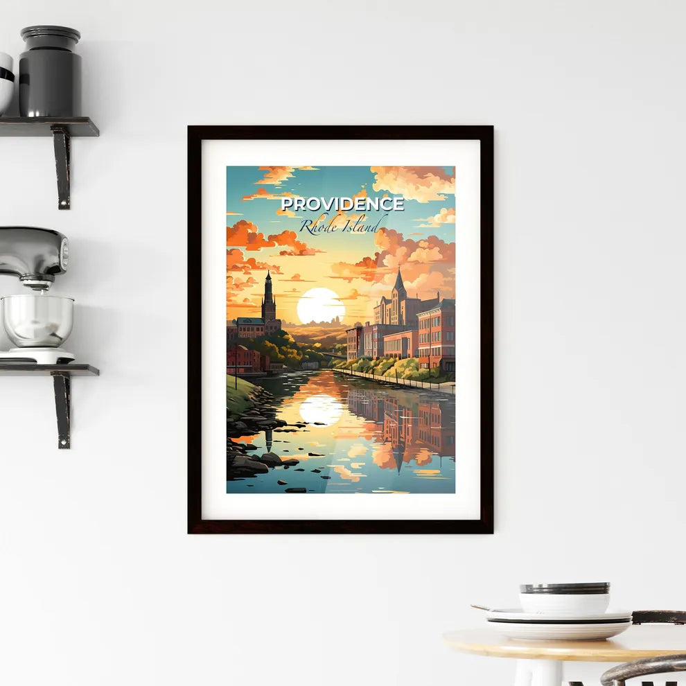 Providence, Rhode Island, A Poster of a river with a city and a sunset Default Title