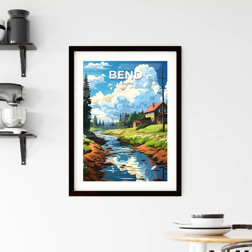 Bend, Oregon, A Poster of a river running through a village Default Title