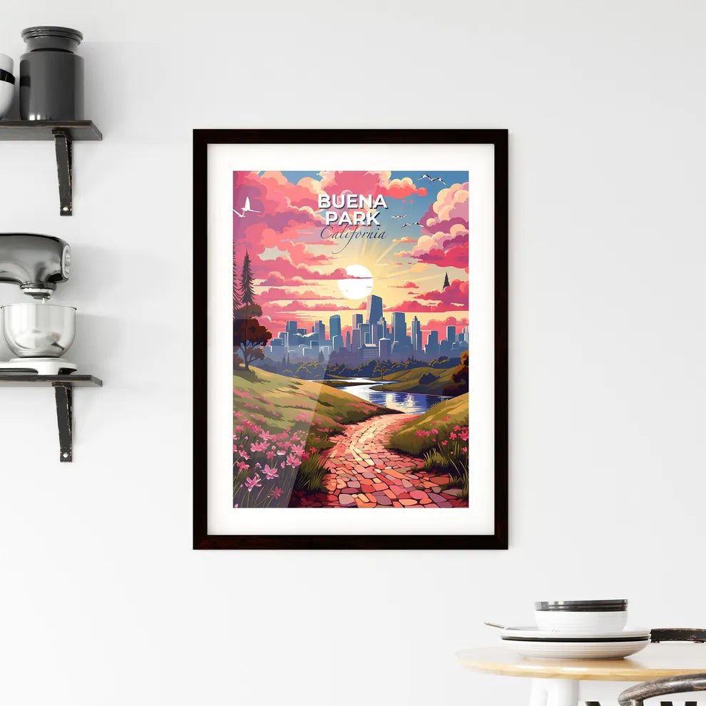 Buena Park, California, A Poster of a brick path leading to a city Default Title