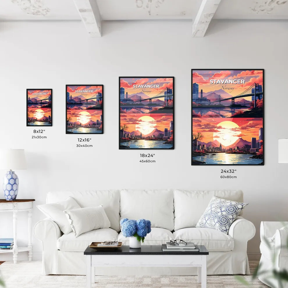 Stavanger, Norway, A Poster of a bridge over a river and a city Default Title