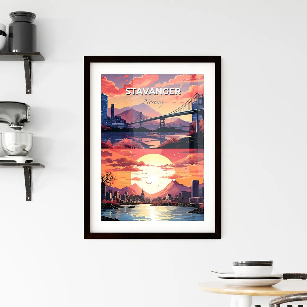 Stavanger, Norway, A Poster of a bridge over a river and a city Default Title