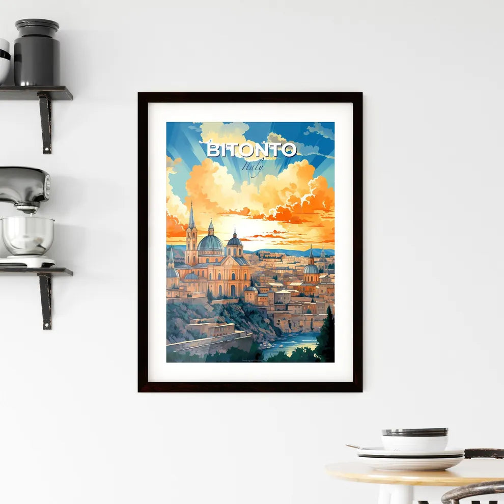 Bitonto, Italy, A Poster of a city with a large building and a river Default Title