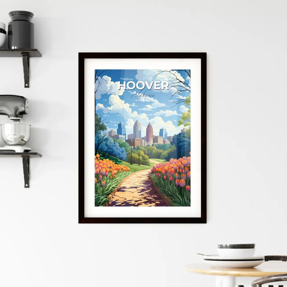 Hoover, Alabama, A Poster of a path in a park with flowers and trees Default Title
