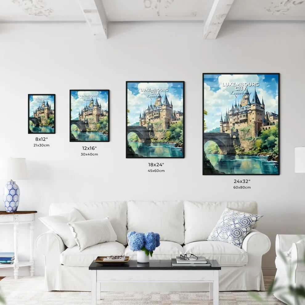Luxembourg City, Luxembourg, A Poster of a castle with a bridge over a river Default Title
