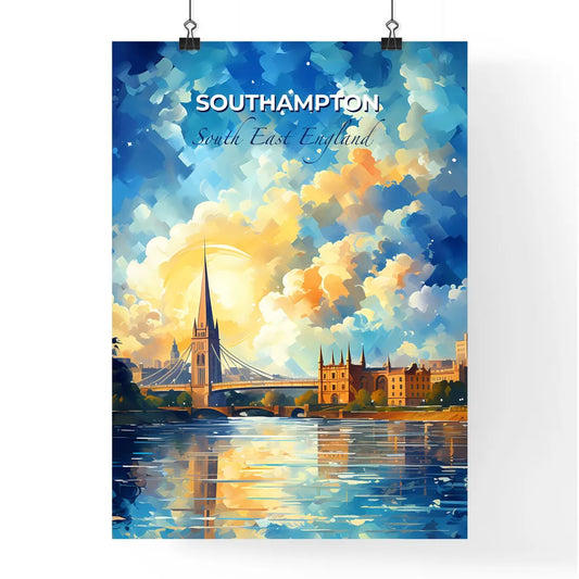 Southampton, South East England, A Poster of a bridge over water with a church and a building in the background Default Title