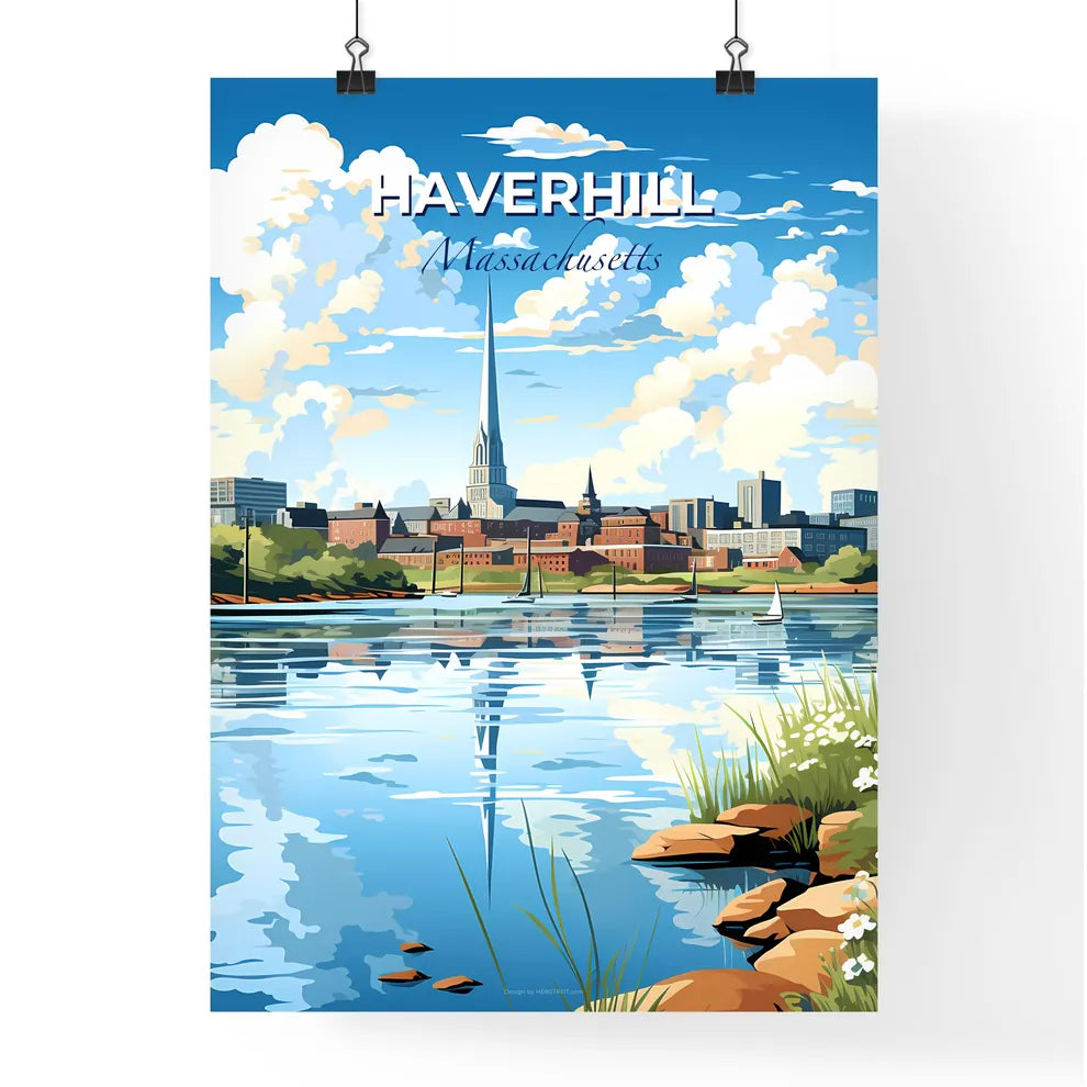Haverhill, Massachusetts, A Poster of a water body with a city and buildings in the background Default Title