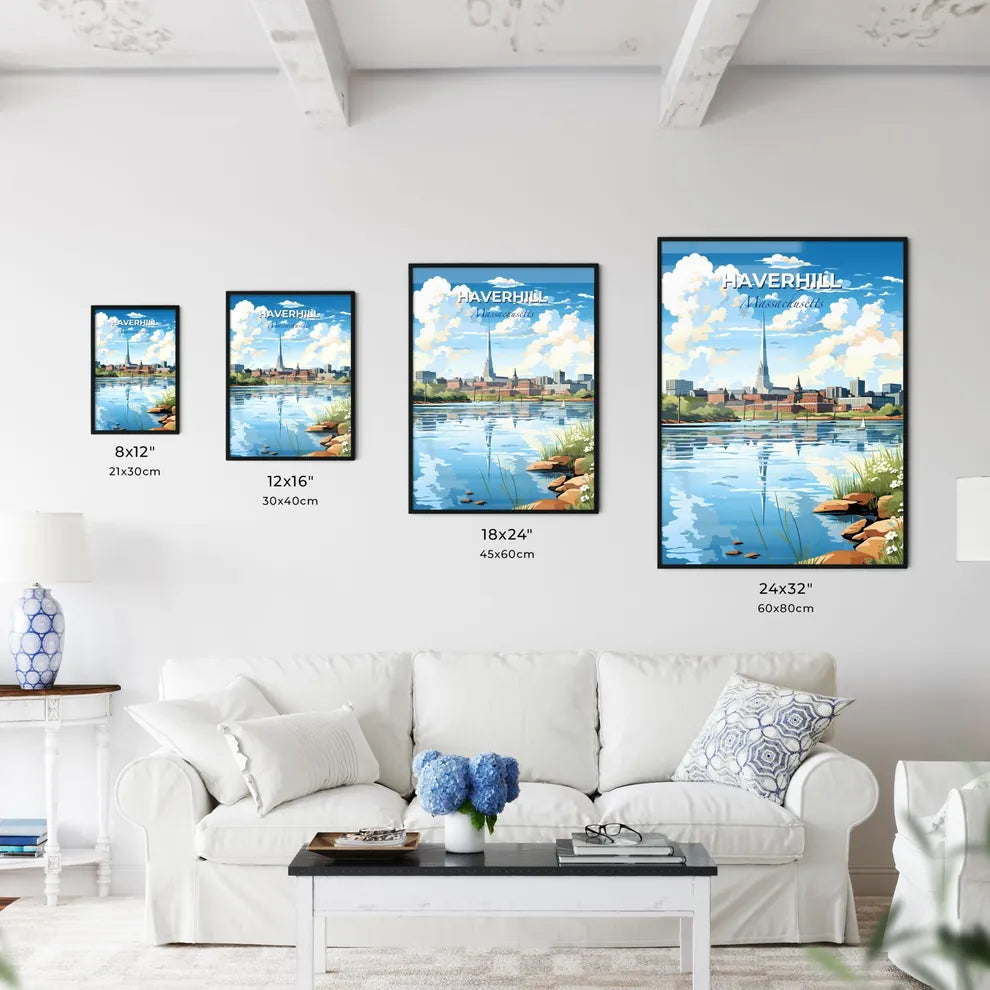Haverhill, Massachusetts, A Poster of a water body with a city and buildings in the background Default Title