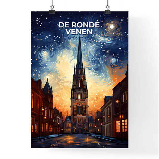 De Ronde Venen, Netherlands, A Poster of a church with a starry sky Default Title