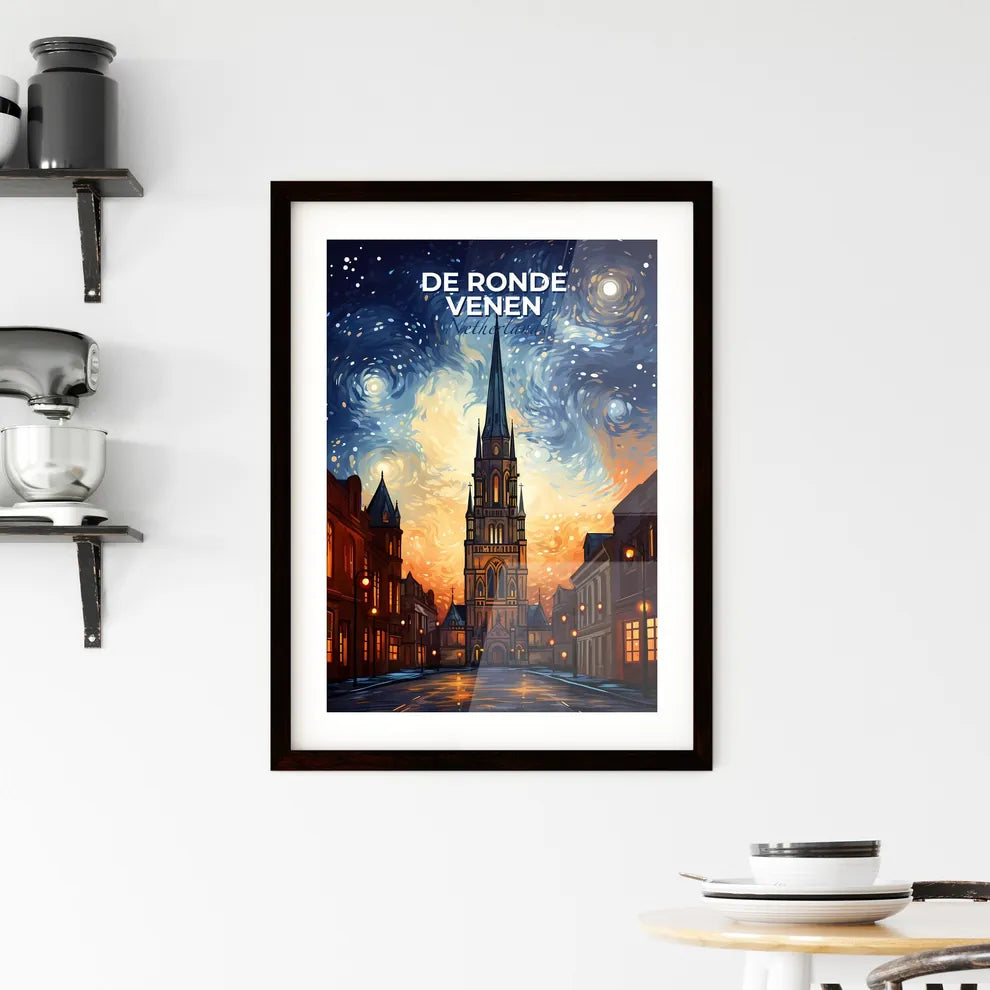 De Ronde Venen, Netherlands, A Poster of a church with a starry sky Default Title