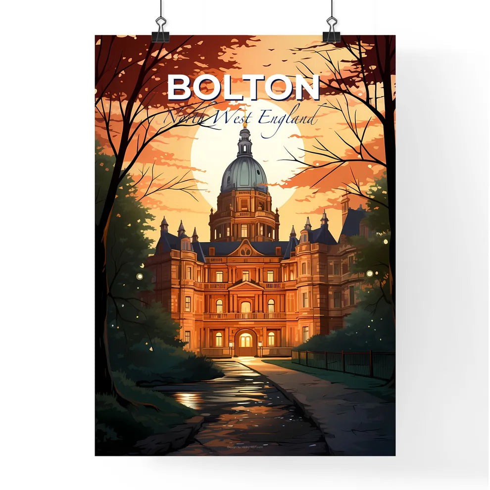 Bolton, North West England, A Poster of a large building with a dome and a walkway in front of trees Default Title